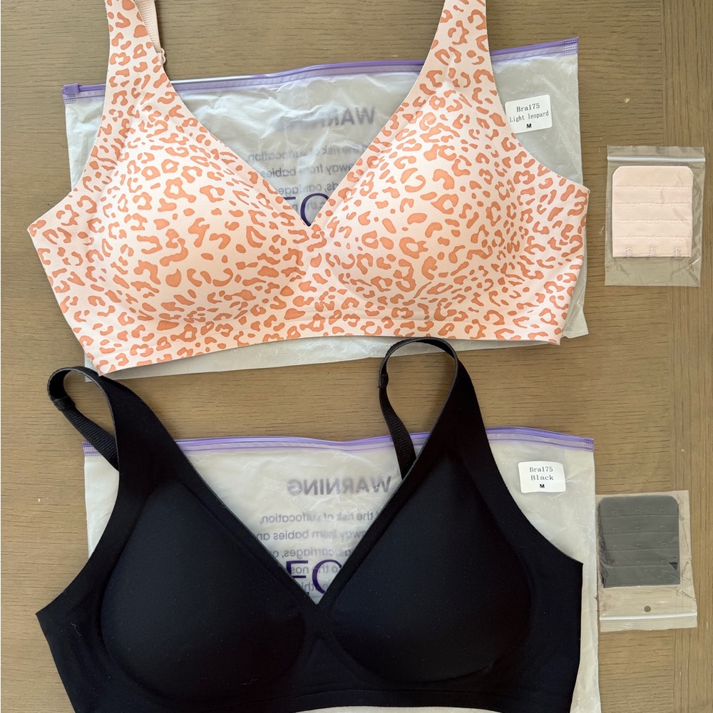 SeCurve Women's Leopard Print and Black Bra Set